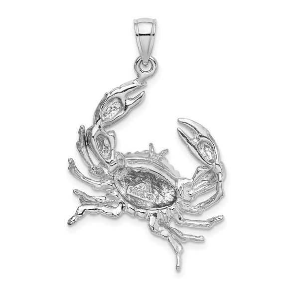 Million Charms 14K White Gold Stone Crab w/Claw Extender Necklace Charm Pendant